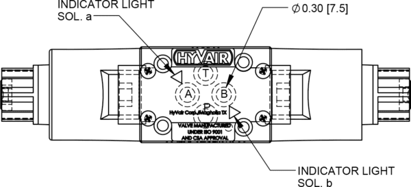 A drawing of the front of a hyair light.