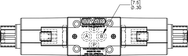 A drawing of the front of an hyair unit.