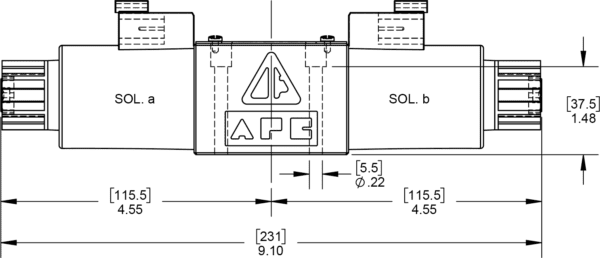 A drawing of the front end of an ape box.