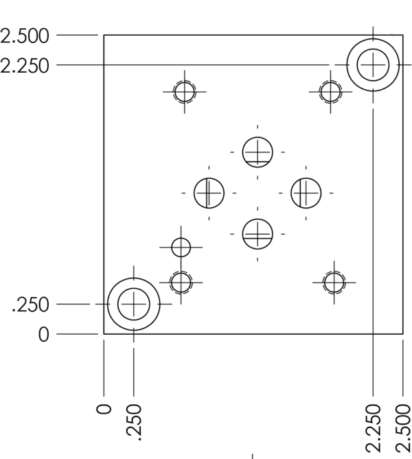 A drawing of the dimensions of a square plate.