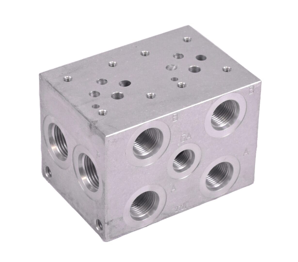 A block of metal with holes for the top.