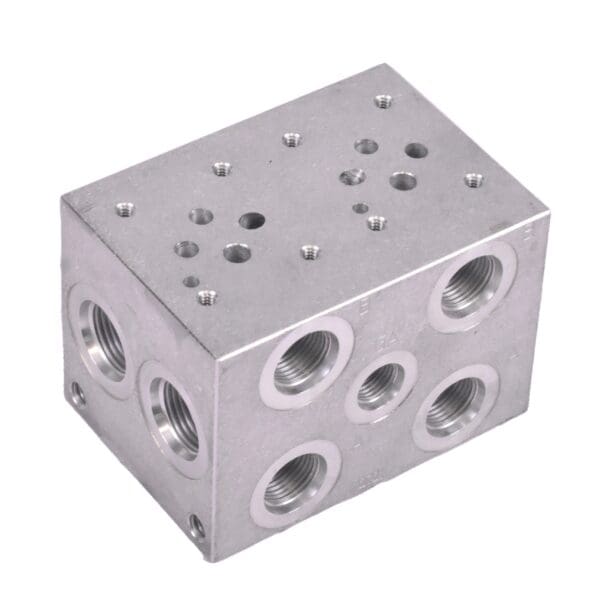 A block of metal with holes for the top.