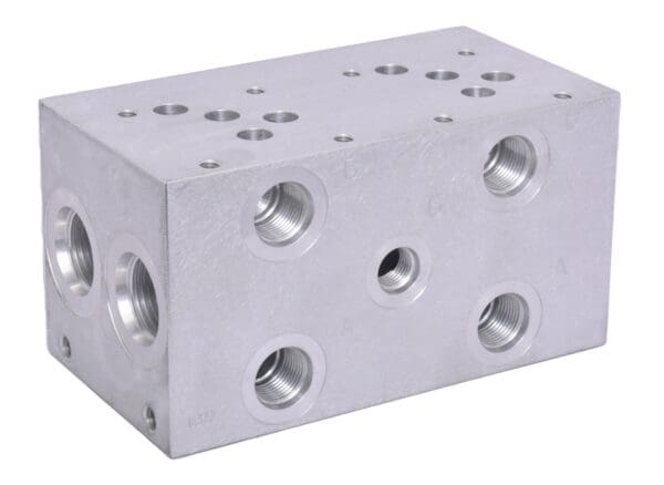 A block of metal with holes for the valves.