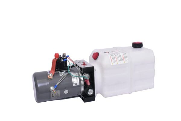 A small electric motor and tank are connected.