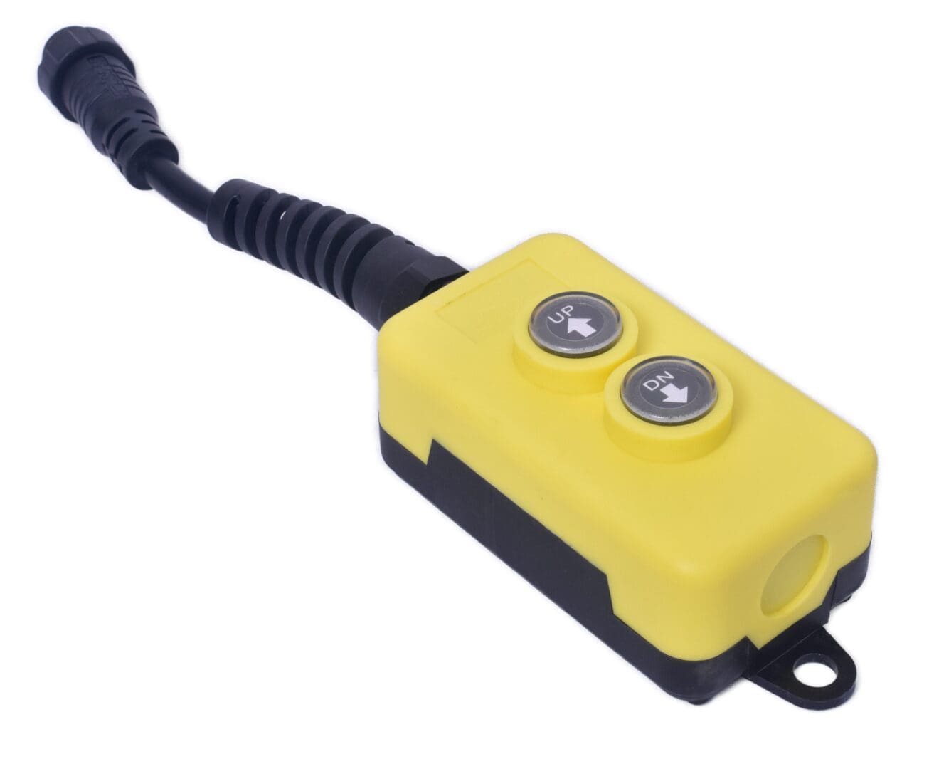 A yellow and black device is connected to the same wire.