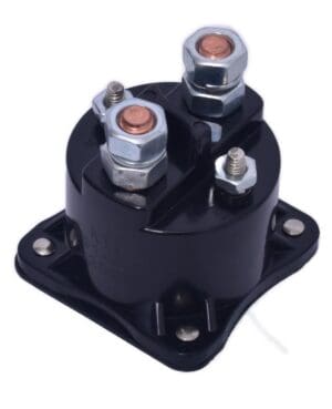 A black motor mount with copper contacts on top.