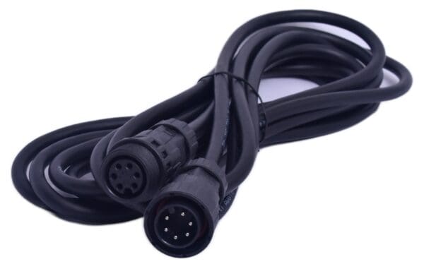 A black cable with four different types of wires.