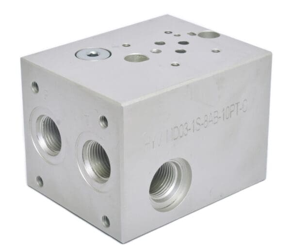 A white block with holes for the valve.